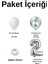 Mini Zincir Balon Seti Beyaz-Krom Gümüş+2 34inç Gümüş Folyo 30 Adet +Balon Şeridi 2
