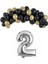 Mini Zincir Balon Seti Siyah-Krom gold+2 34inç Gümüş Folyo 30 Adet +Balon Şeridi 1