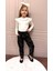 Lolipop Kids Store Kız Çocuk Fitilli Bluz ve Deri Pantalon Ikili Takım 2