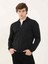 Siyah Erkek Slim Fit Düz Bomber Yaka Triko 1