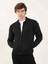 Siyah Erkek Slim Fit Düz Bomber Yaka Triko 3