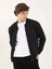 Siyah Erkek Slim Fit Düz Bomber Yaka Triko 4