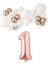 Mini Zincir Balon Seti Beyaz-Krom Rose Gold+1 34inç Rose Gold Folyo 30 Adet +Balon Şeridi 1