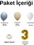 Mini Zincir Balon Seti Fırtına Mavisi-Çöl Kumu-Beyaz+3 34 inç Gold Folyo Balon 30 Adet +Balon Şeridi 2