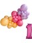 Mini Zincir Balon Seti Şeftali-Fuşya-Makaron Lila+1 34 inç Pembe Folyo Balon 30 Adet +Balon Şeridi 1