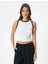Crop Fitilli Atlet Halter Yaka Biye Detaylı 3