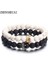 NS44 Moda Akrilik Mesafe Bilezikler Kadın Erkek Klasik Siyah ve Beyaz Charm Boncuk Bilezik ve Bilezik Takı (Yurt Dışından) 2