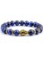 17CM Tarzı Lapis Mavi Kaplan-1 8 mm Kraliyet Mavi Kaplan Gözü Bilezik Erkekler Gümüş Renk Buda Başkanı Charm Bilezik Kadın Muska Vinatge Sarı Taş Boncuk Pulsera (Yurt Dışından) 1