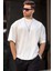 Erkek Ekru Oversize Fit Basic T-Shirt 6066 1