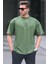 Erkek Haki Oversize Fit Basic T-Shirt 6066 1