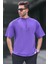 Erkek Mor Oversize Fit Basic T-Shirt 6066 1