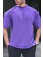 Erkek Mor Oversize Fit Basic T-Shirt 6066 3