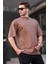 Erkek Kahverengi Oversize Fit Basic T-Shirt 6066 1