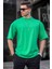 Erkek Parlak Yeşil Oversize Fit Basic T-Shirt 6066 1