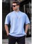 Erkek Bebe Mavisi Oversize Fit Basic T-Shirt 6066 1