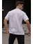 Erkek Beyaz Harf Desenli Bisiklet Yaka T-Shirt 6061 2