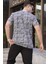 Lacivert Desenli Bisiklet Yaka Erkek T-Shirt 6070 2