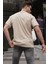 Bisiklet Yaka Regular Fit Bej Desenli Erkek Tişört 6115 2