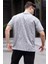 Erkek Boyalı Gri Harf Desenli Bisiklet Yaka T-Shirt 6061 2