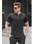 Erkek Siyah Basic Fermuarlı Polo Tişört 6076 1