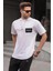 Beyaz Bisiklet Yaka Cep Detaylı Tişört 6091 1