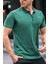 Erkek Koyu Yeşil Basic Fermuarlı Polo Tişört 6076 3