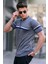 Buz Grisi Çizgili Polo Yaka Tişört 5734 1