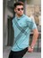 Mint Yeşili Desenli Polo Yaka Tişört 5870 1