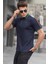 Lacivert Kol Şeritli Polo Yaka Tişört 5888 1