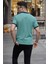 Mint Yeşili Kol Şeritli Polo Yaka Tişört 5888 2