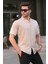 Bej Slim Fit %100 Pamuk Kısa Kol Erkek Gömlek 5585 1