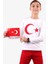 Erkek Çocuk Kız Çocuk Ay Yıldız Türk Bayraklı Beyaz Mevsimlik Tshırt 1