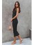 Siyah Büzgülü Kalem Model Askılı Elbise MG1732 4