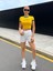 Kadın Sarı Australia Baskılı Penye Crop Tişört 3