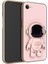 iPhone 7 Kılıf Kamera Korumalı Astronot Desenli Standlı Silikon Pembe 1