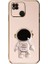 Xiaomi Poco C40 Kılıf Kamera Korumalı Astronot Desenli Standlı Silikon Pembe 1