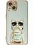 iPhone 13 Mini Kılıf Kamera Korumalı Köpek Desenli Standlı Silikon Yeşil 1