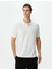4SAM10005MK 010 Ekru Erkek Pamuk Jersey Basıc Kısa Kollu Polo T-Shirt 2