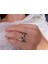 Pırlanta ve Safir Taşlı Yarım Tur Yüzük 0407R0193 4
