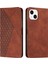 Iphone 15 Için Cilt Touch Hissed Telefon Kapağı 15 Baskılı Rhombus Deri Kılıf Telefon Stand Cüzdan-Brown (Yurt Dışından) 1