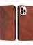 Iphone 15 Pro Slim-Fit Shell Için Baskılı Rhombus Deri Telefon Stand Vakası Cüzdan Cilt Touch Cover-Brown (Yurt Dışından) 1