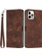 Üçgen Iphone 12 Pro Max 6.7 Inç Deri Cüzdan Stand Cep Telefon Kılıfı Strap-Brown (Yurt Dışından) 1