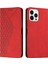 Iphone 15 Pro Slim-Fit Shell Için Baskılı Rhombus Deri Telefon Stand Vakası Cüzdan Cilt Touch Kapak-Kırmızısı (Yurt Dışından) 1