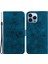 iPhone15 Pro Için Baskılı Zambak Çiçek Kılıf Damla Dayanıklı Pu Deri Cüzdan Stand Kabuk-Dark Mavi (Yurt Dışından) 1