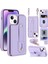 Iphone 15 Plus Kart Yuvaları Için Kickstand Kutusu Pu Deri Kaplı Tpu Telefon Kapağı Omuz Askılı-Mor ile (Yurt Dışından) 1