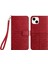 iPhone 14 Plus Içingeometrik Baskılı Cüzdan Kasası Artı Mikrofiber Deri Standı Telefon Kapak Kırmızısı (Yurt Dışından) 1
