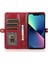 Iphone 13 6.1 Inç Çıkarılabilir 2-1 Arada Tpu+Pu Deri Cüzdan Kapağı Kayış Kırmızılı (Yurt Dışından) 3
