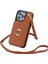 Iphone 13 Pro 6.1 Inç Kabuk Crossbody Card Tutucu Kickstand Telefon Kapak-Kahverengi Için Tpu+Pu Deri Kılıf (Yurt Dışından) 3