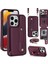 Iphone 15 Pro Pu Deri Kaplamalı Tpu Telefon Kapak Kart Yuvaları Kickstand Case Omuz Kayışı Koşu Kırmızısı (Yurt Dışından) 1