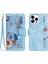 Kart Yuvaları Deri Kılıf Iphone 15 Pro Çiçek Desen Baskı Cep Telefonu Stand Kapak Baby Mavi (Yurt Dışından) 1